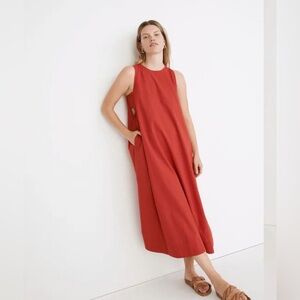 Madewell Poplin Tent Midi Dress - bandana red - size M NWT